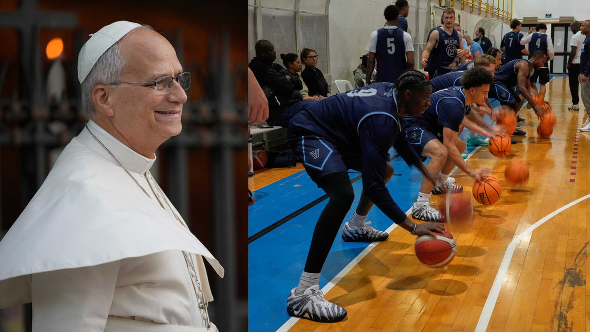 Fans gather in Rome for a unique college basketball event with the Pope.
